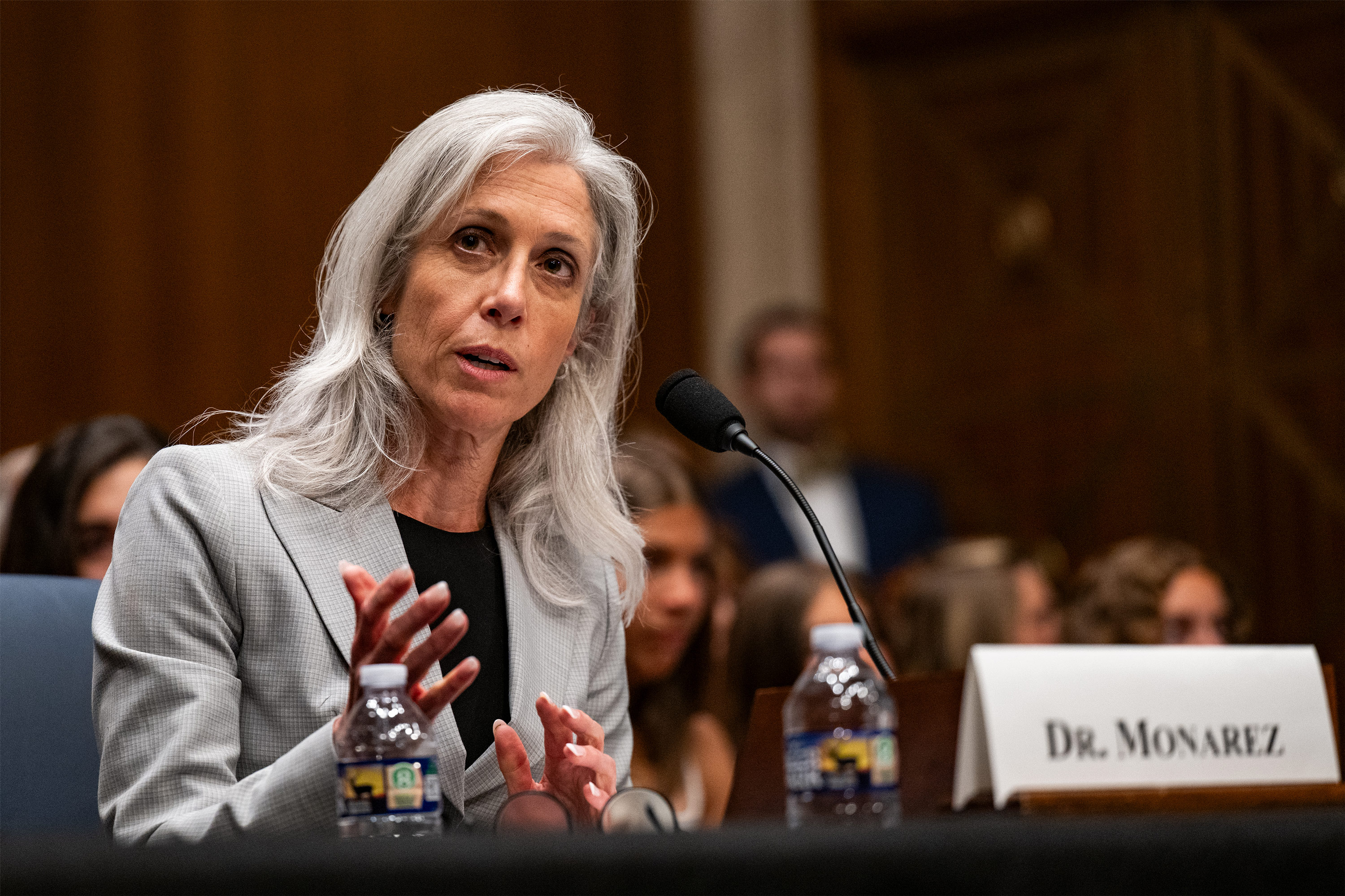 A photo of Susan Monarez at her Senate confirmation hearing.