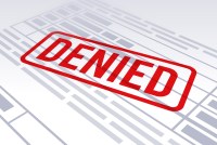 An illustration shows a red stamp that reads "denied" over a form.